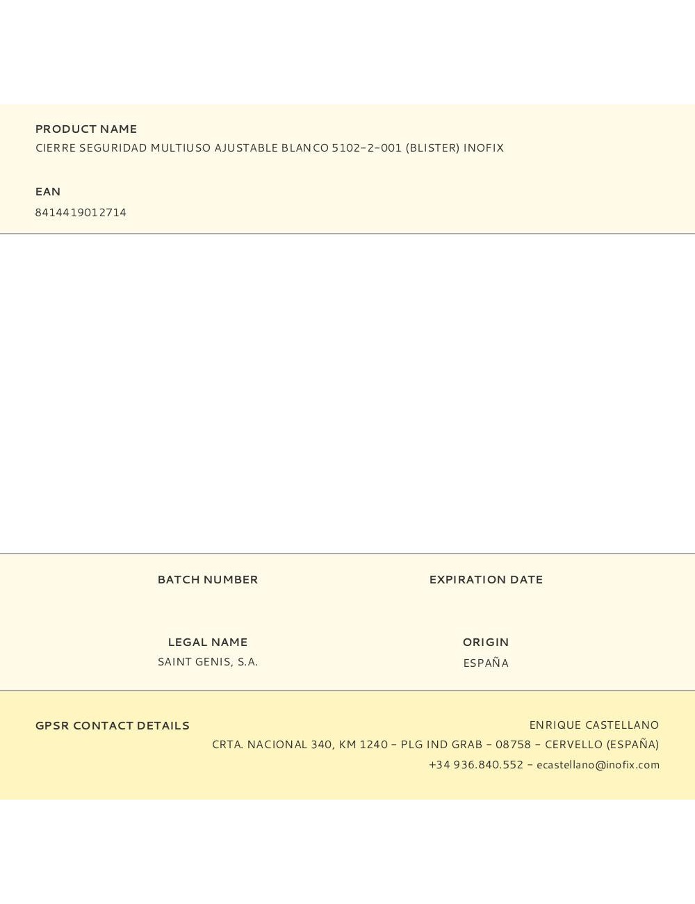 Cierre seguridad multiuso ajustable blanco 5102-2-001 (blister) inofix