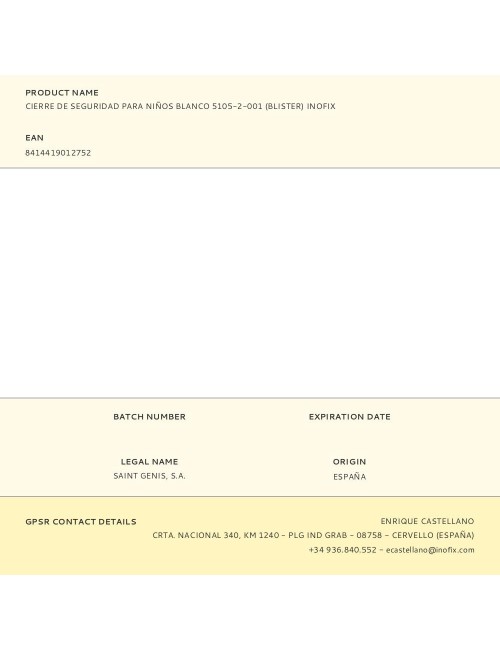 Cierre de seguridad para niños blanco 5105-2-001 (blister) inofix