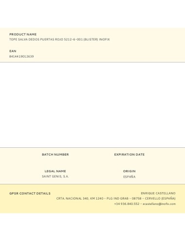 Tope salva dedos puertas rojo 5212-6-001 (blister) inofix