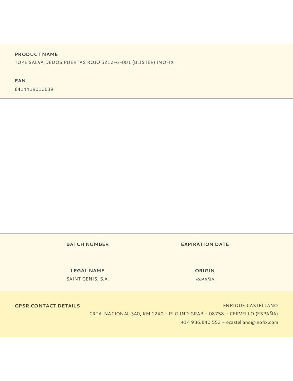 Tope salva dedos puertas rojo 5212-6-001 (blister) inofix