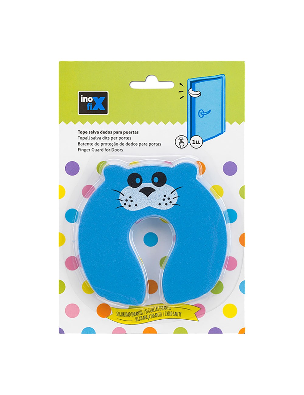 Tope salva dedos puertas azul 5212-6-001 (blister) inofix
