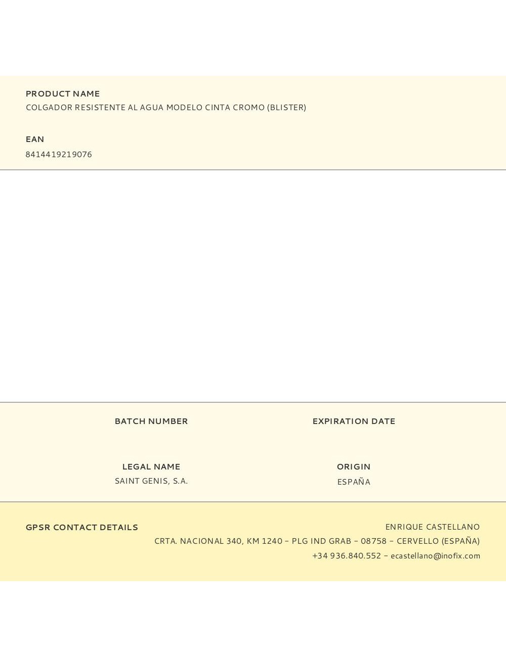 Colgador resistente al agua modelo cinta cromo (blister)