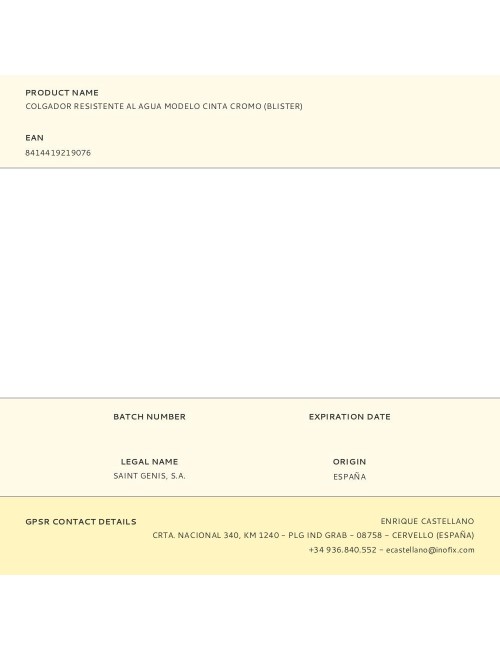 Colgador resistente al agua modelo cinta cromo (blister)