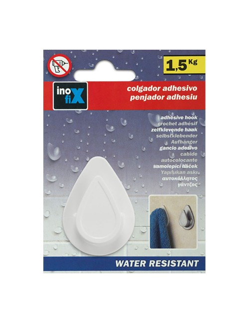 Colgador resistente al agua modelo gota blanco (blister)