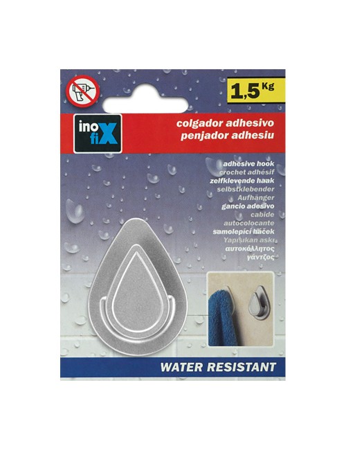 Colgador resistente al agua modelo gota cromo (blister)