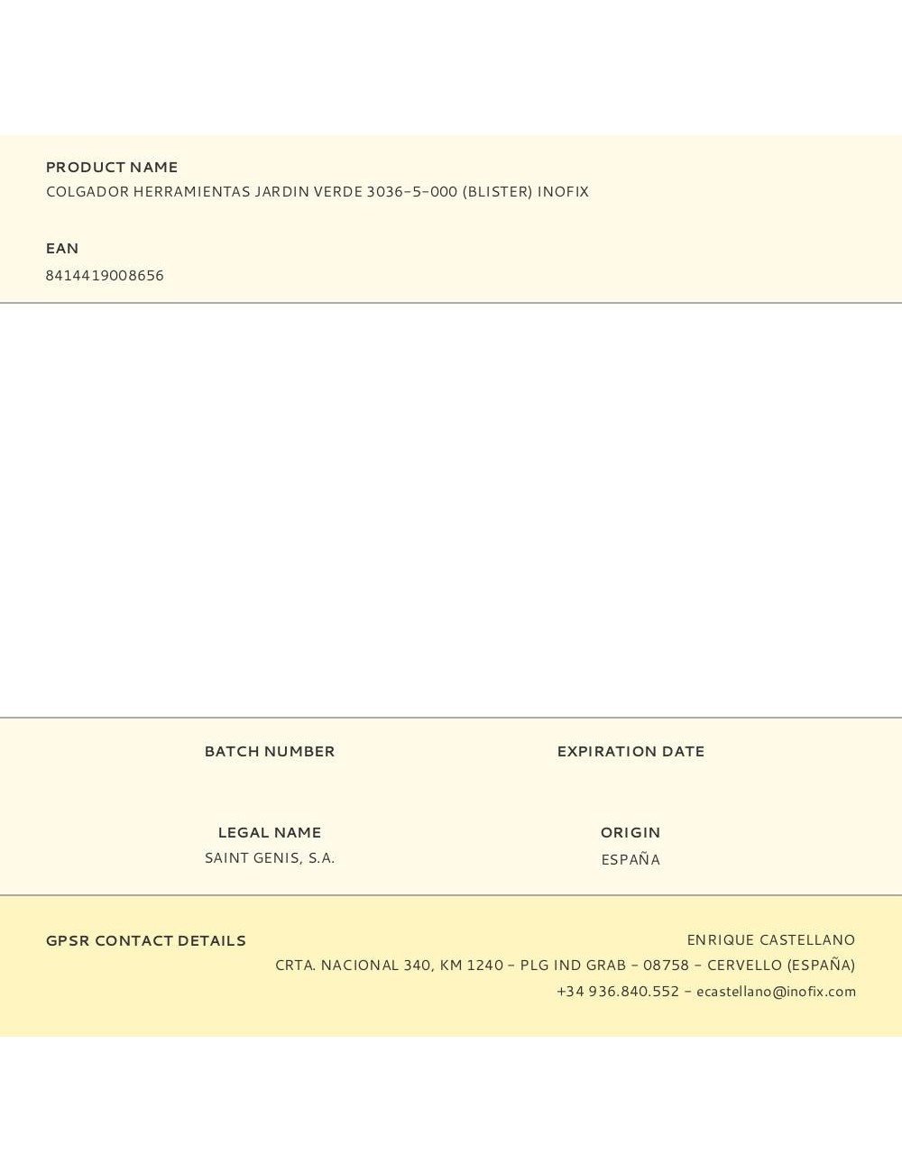 Colgador herramientas jardin verde 3036-5-000 (blister) inofix