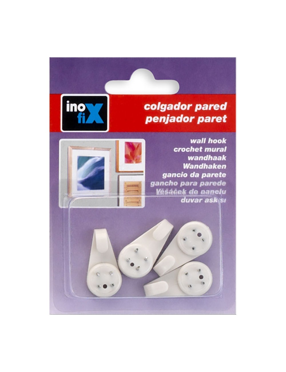 Colgador para cuadros. blanco 3002-2-000 (blister 4 unid.) inofix