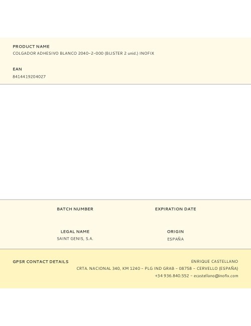 Colgador adhesivo blanco 2040-2-000 (blister 2 unid.) inofix
