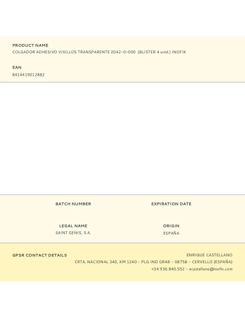 Colgador adhesivo visillos transparente 2042-0-000 (blister 4 unid.) inofix