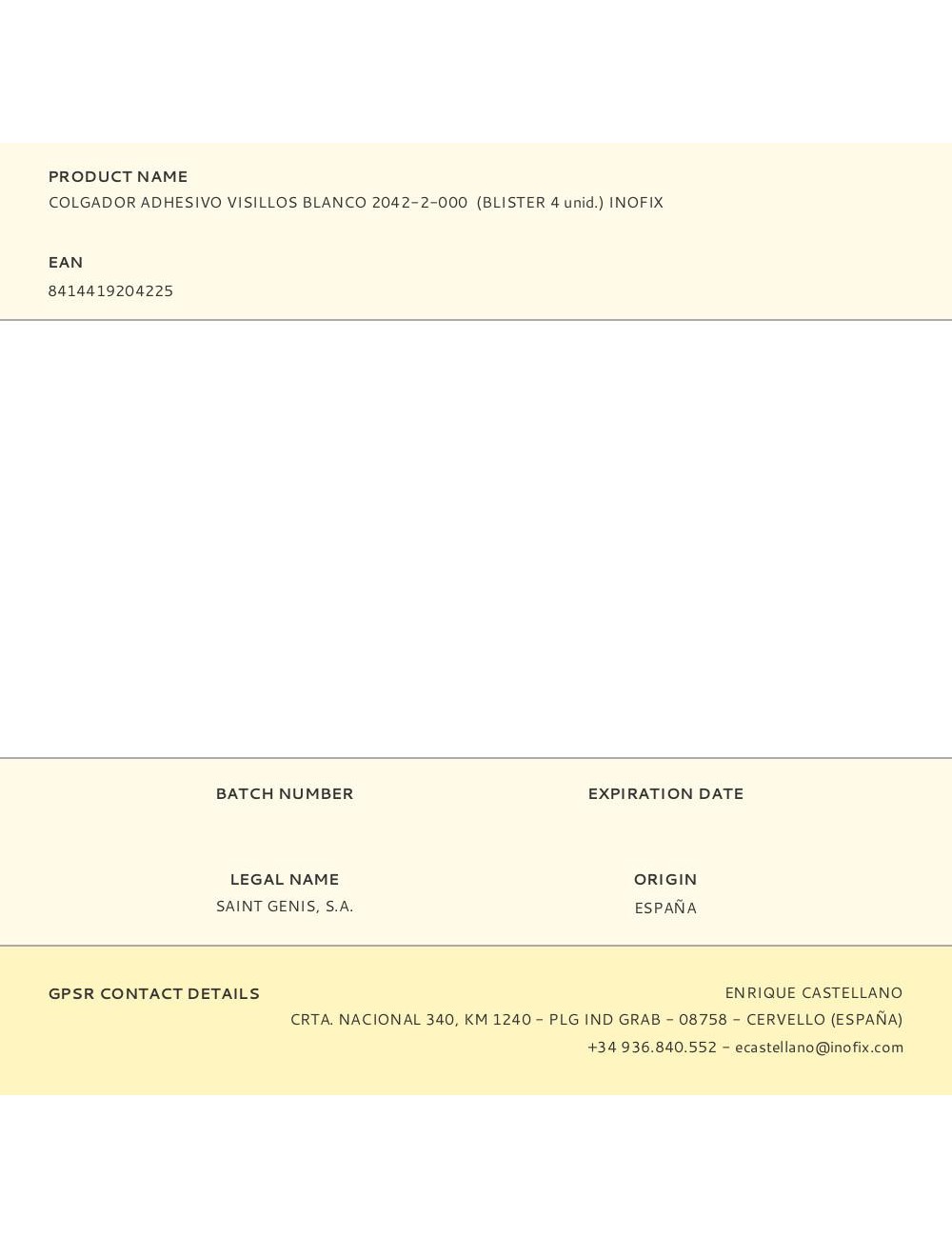 Colgador adhesivo visillos blanco 2042-2-000 (blister 4 unid.) inofix