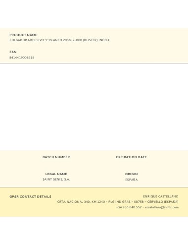 Colgador adhesivo "j" blanco 2088-2-000 (blister) inofix