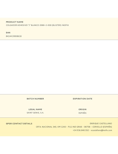 Colgador adhesivo "j" blanco 2088-2-000 (blister) inofix