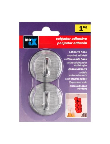 Colgador adhesivo de acero inoxidable 2176-1-000 (blister 2 unid.) inofix