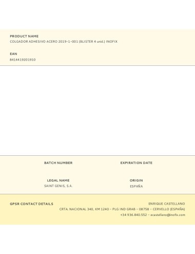 Colgador adhesivo acero 2019-1-001 (blister 4 unid.) inofix