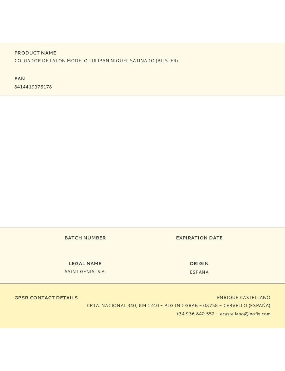 Colgador de laton modelo tulipan niquel satinado (blister)