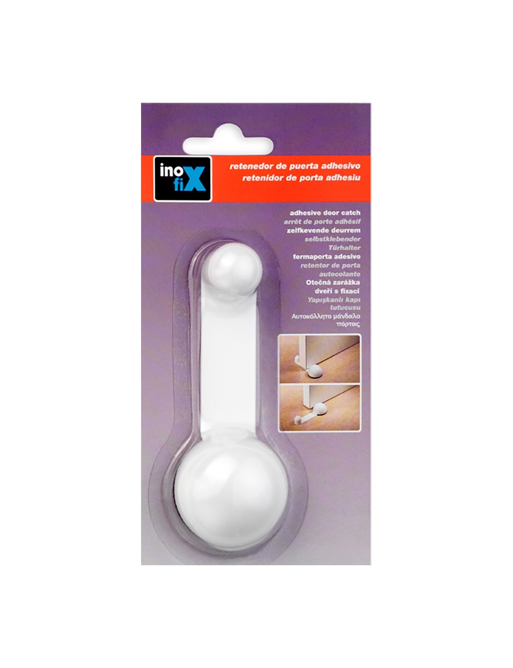 Tope retenedor giratorio adhesivo blanco (blister) inofix