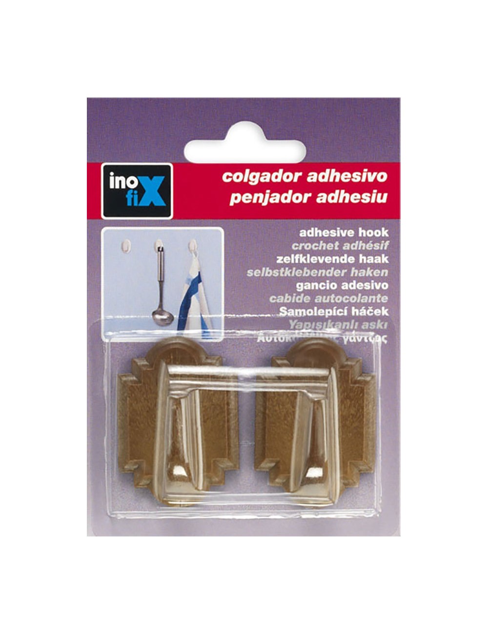 Colgador adhesivo madera 2061-8-000 (blister 2 unid.) inofix