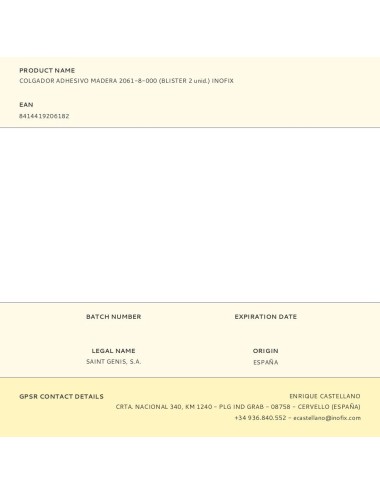 Colgador adhesivo madera 2061-8-000 (blister 2 unid.) inofix