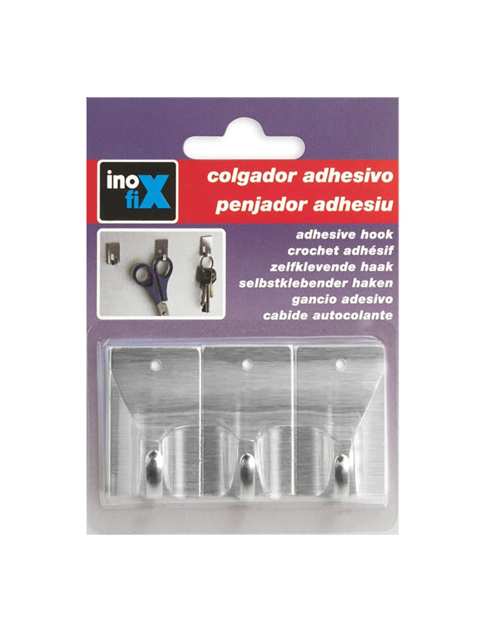 Colgador adhesivo acero 2018-1-001 (blister 3 unid.) inofix