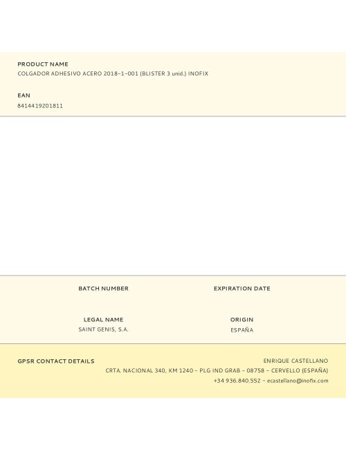 Colgador adhesivo acero 2018-1-001 (blister 3 unid.) inofix