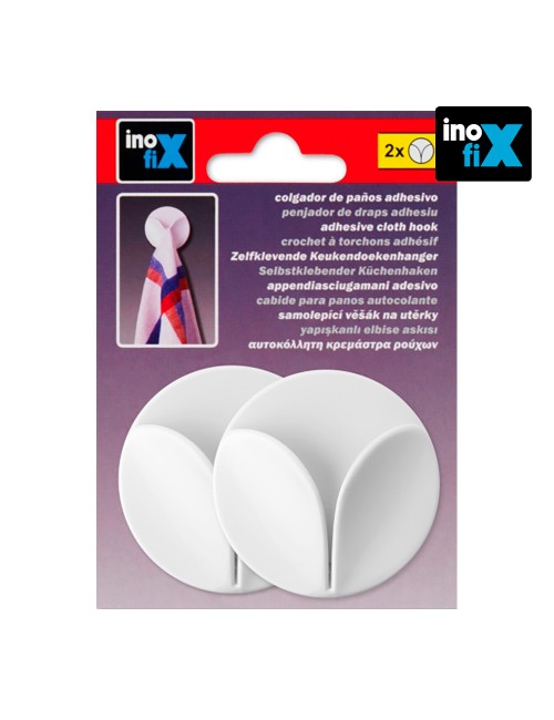 Colgador adhesivo paños de cocina, blanco, blister 2 unidades