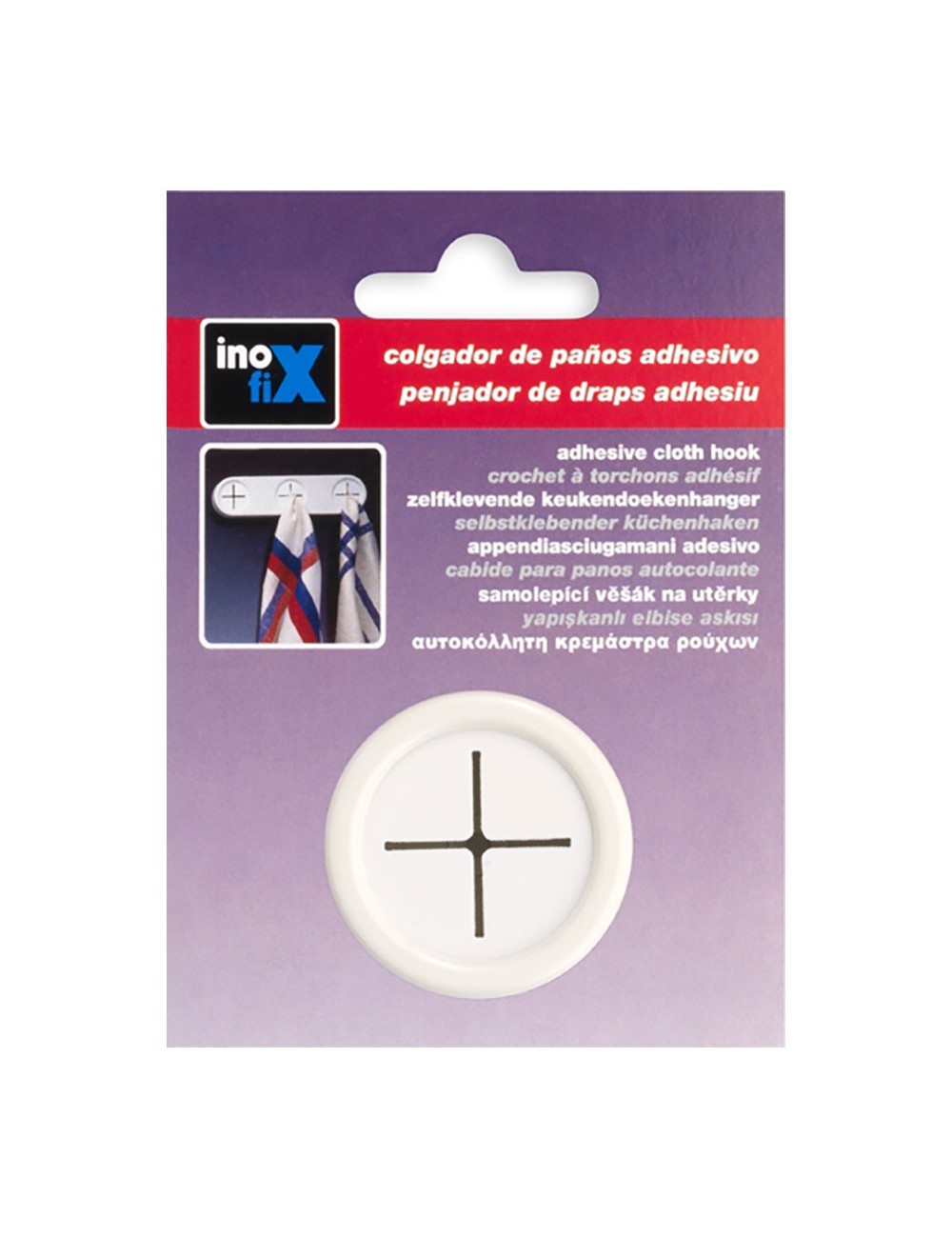 Colgador paños cocina redondo adhesivo blanco 2089-2-000 (blister) inofix