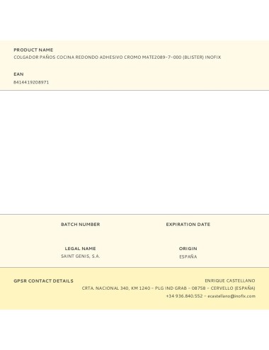 Colgador paños cocina redondo adhesivo cromo mate2089-7-000 (blister) inofix