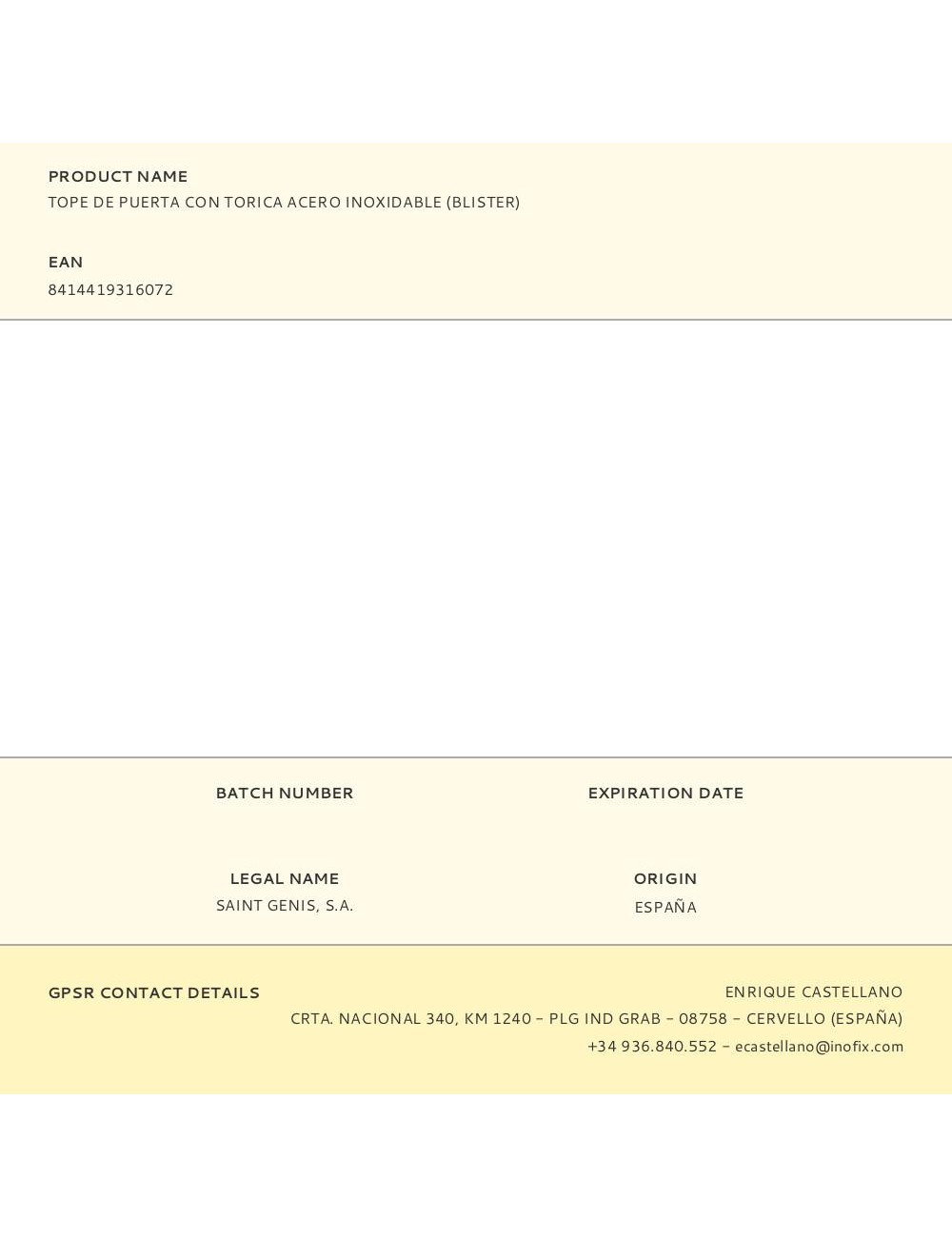 Tope de puerta con torica acero inoxidable (blister)