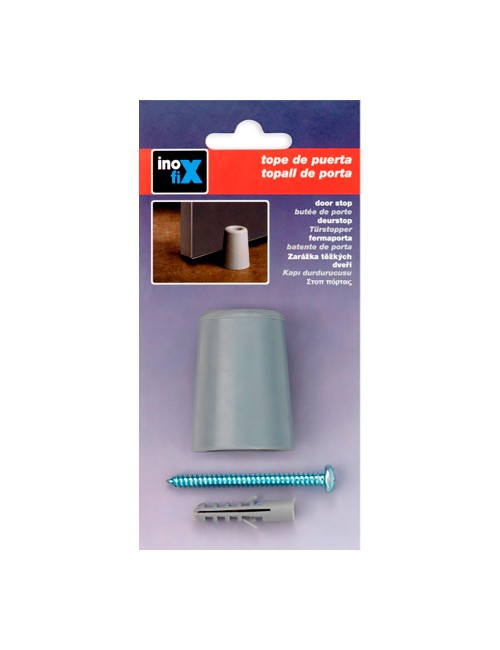Tope de puerta alto caucho gris (blister) inofix