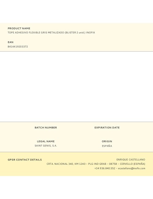 Tope adhesivo flexible gris metalizado (blister 2 unid.) inofix