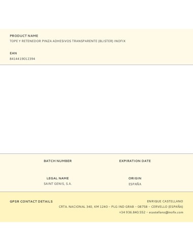 Tope y retenedor pinza adhesivos transparente (blister) inofix