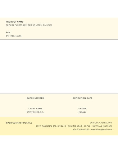 Tope de puerta con torica laton (blister)