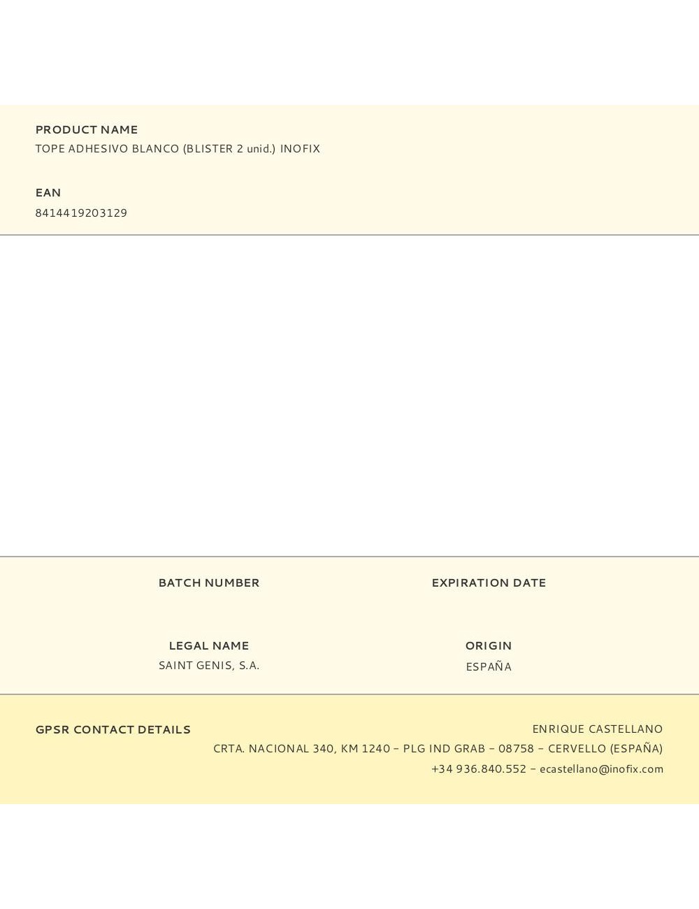 Tope adhesivo blanco (blister 2 unid.) inofix