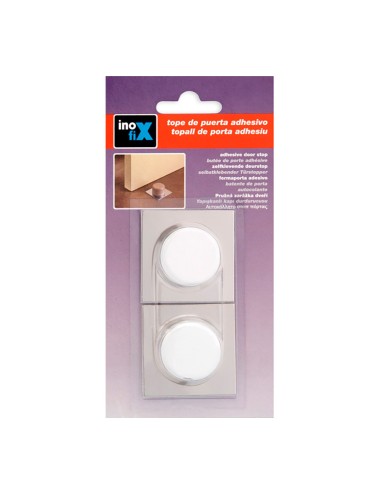 Tope adhesivo blanco-cromo (blister 2 unid.) inofix
