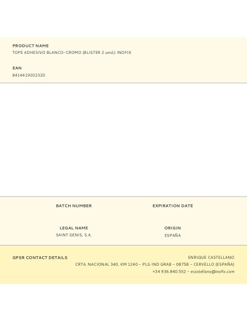 Tope adhesivo blanco-cromo (blister 2 unid.) inofix