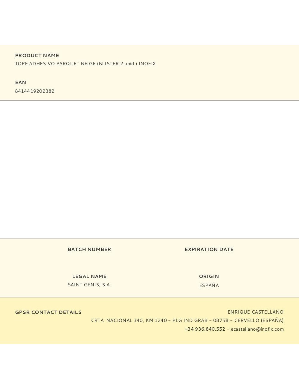 Tope adhesivo parquet beige (blister 2 unid.) inofix