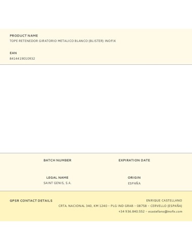 Tope retenedor giratorio metalico blanco (blister) inofix