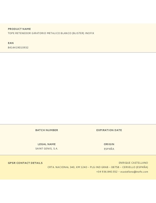 Tope retenedor giratorio metalico blanco (blister) inofix