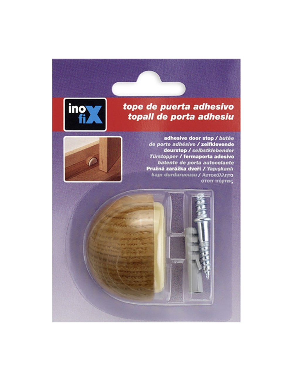Tope adhesivo con tornillo roble (blister) inofix