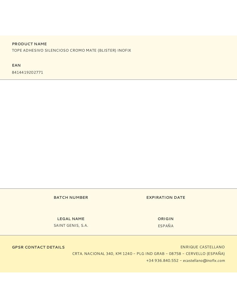 Tope adhesivo silencioso cromo mate (blister) inofix
