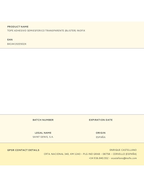 Tope adhesivo semiesferico transparente (blister) inofix