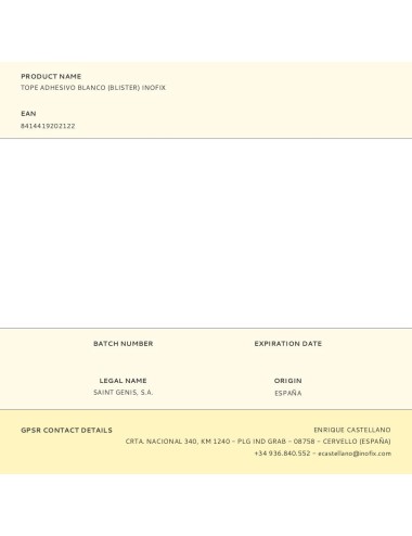 Tope adhesivo blanco (blister) inofix