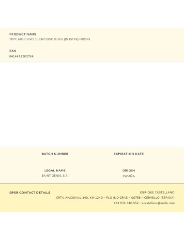 Tope adhesivo silencioso beige (blister) inofix