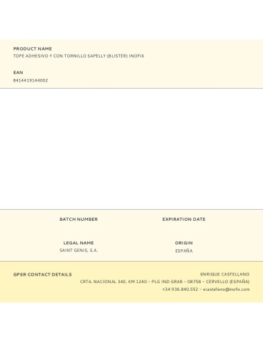 Tope adhesivo y con tornillo sapelly (blister) inofix