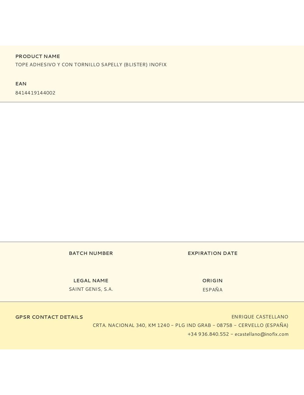 Tope adhesivo y con tornillo sapelly (blister) inofix