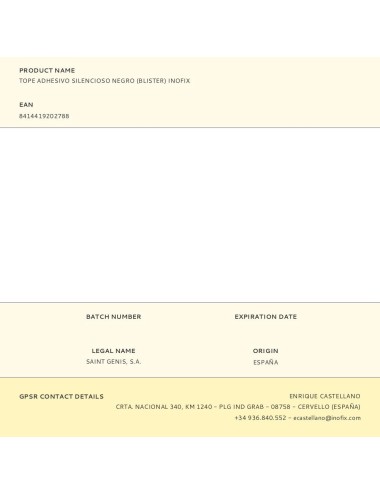 Tope adhesivo silencioso negro (blister) inofix