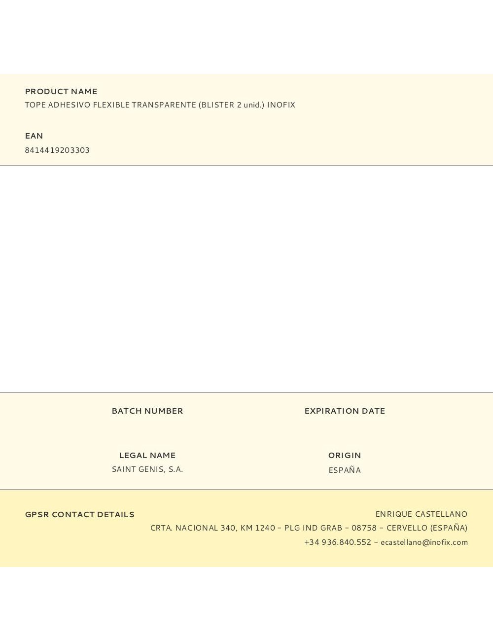 Tope adhesivo flexible transparente (blister 2 unid.) inofix