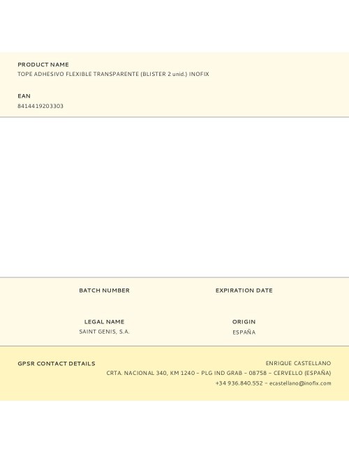 Tope adhesivo flexible transparente (blister 2 unid.) inofix