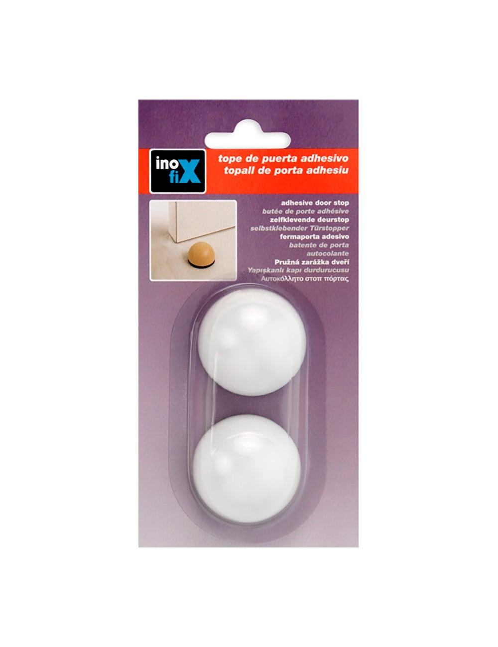 Tope adhesivo flexible blanco (blister 2 unid.) inofix