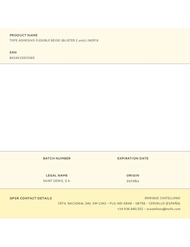 Tope adhesivo flexible beige (blister 2 unid.) inofix